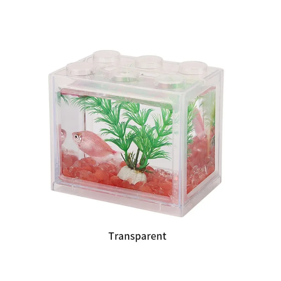 Building Block Fish Tank Mini Landscaping Tank Fighting Fish Tank Seaweed Box Reptile Tank