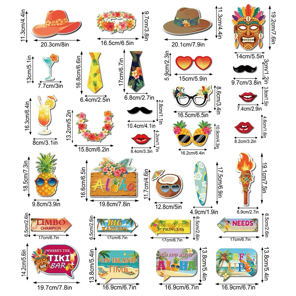 30Pcs Aloha Hawaiian Luau Phot - Photo Booth Frame review and price