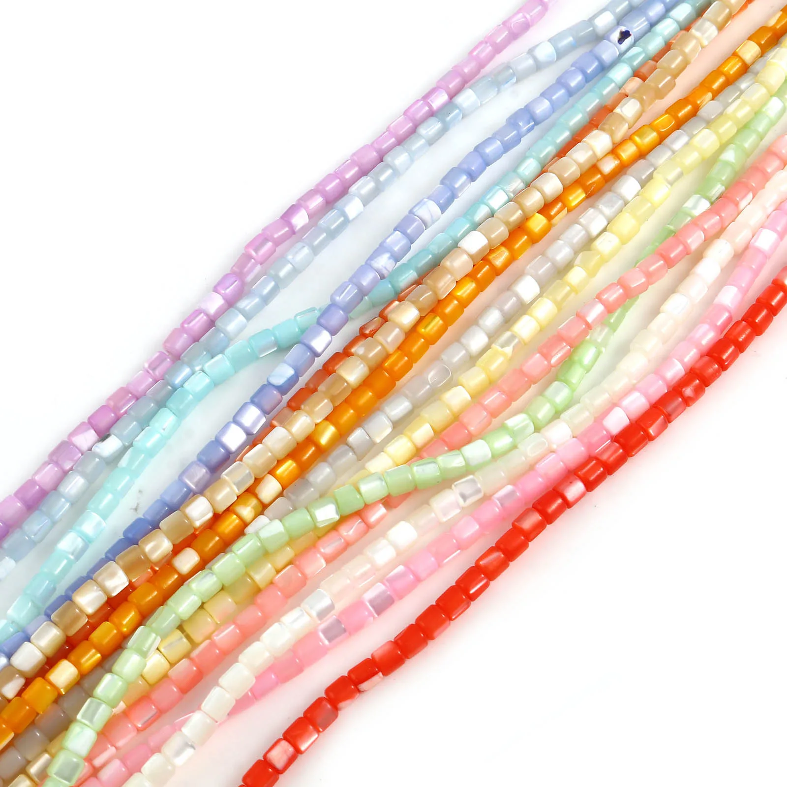 1Strand(Approx 112 PCs) Multicolor Cylindrical Shell Beads For DIY Making Bracelets Necklace Jewelry About 4x3.5mm-3.5x3.5mm