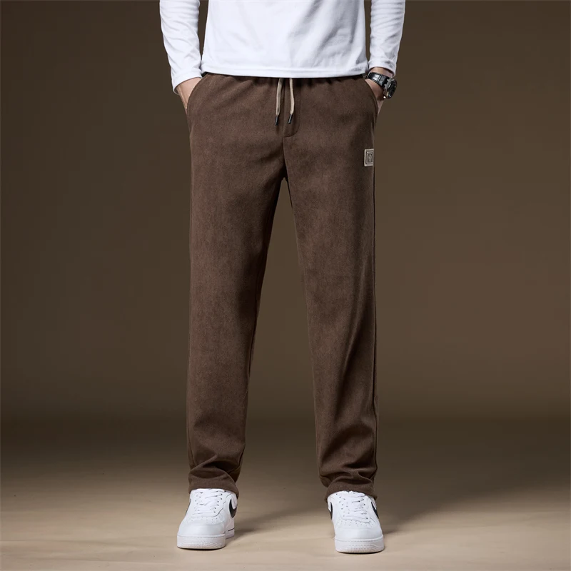 

High Quality Brand Clothing Autumn Winter Cozy Corduroy Casual Pants Men Elastic Waist Thick Outdoors Jogging Trousers Male 4XL