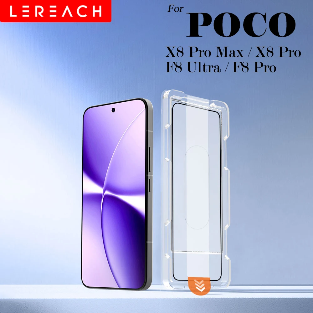 Lereach for POCO X8 Pro Max F8 Ultra F8 Pro Dust-Free Chamber Tempered Glass Screen Protector Auto-Adhesion