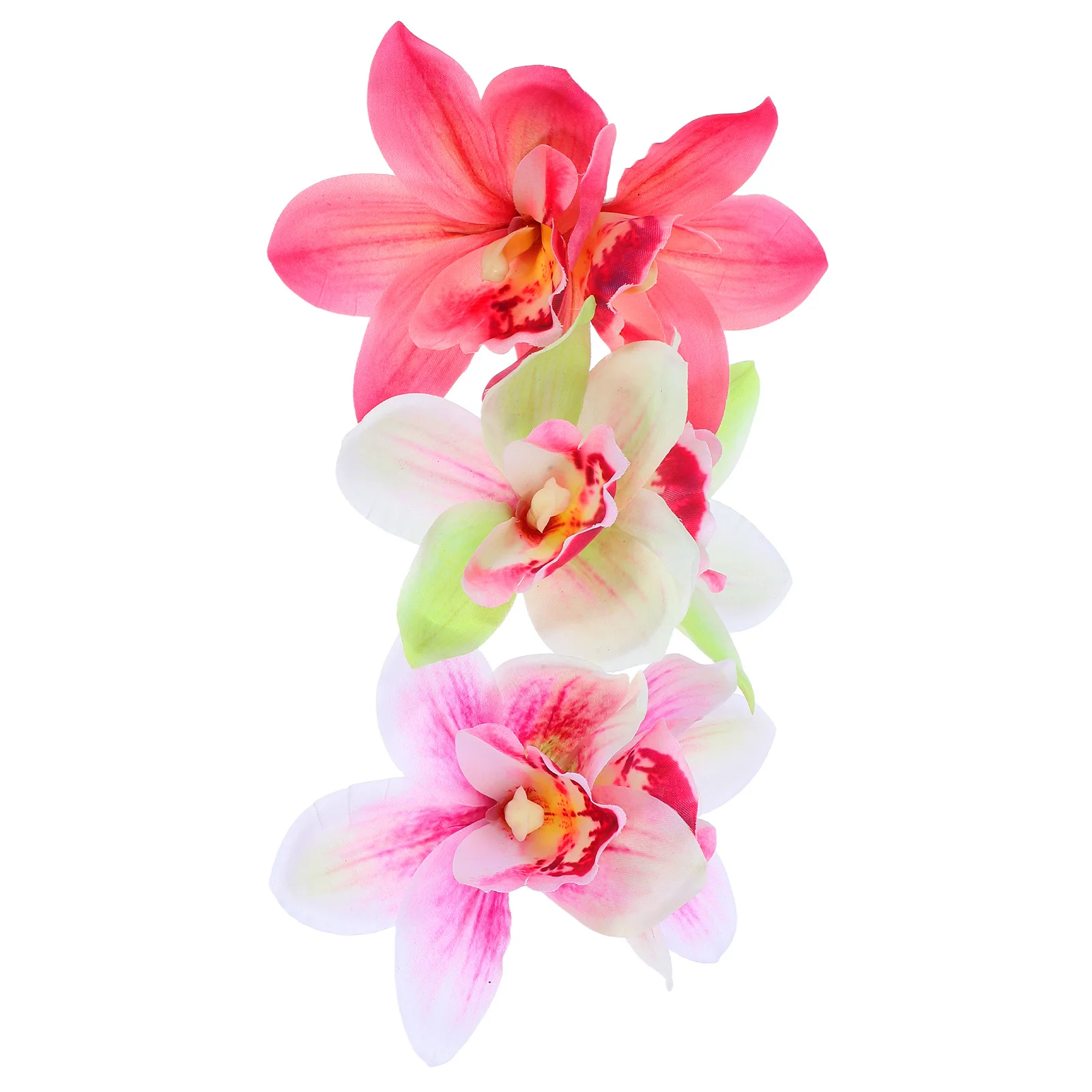 

3Pcs Faux Orchid Flower Hair Clips Lightweight Artificial Hairpins for Women Tropical Beach Vacation Photoshoot Hair Accessories