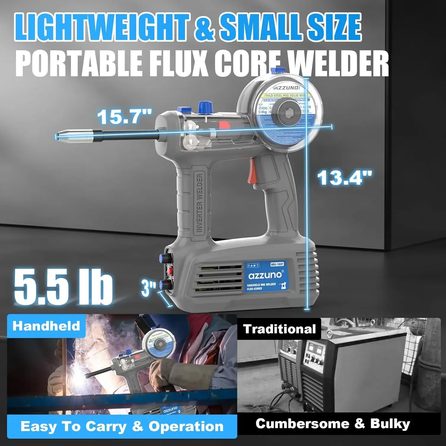 Imagem -03 - Handheld Soldador Mig Máquina de Solda Portátil Gasless Wire Feed Flux Core 110v 100a