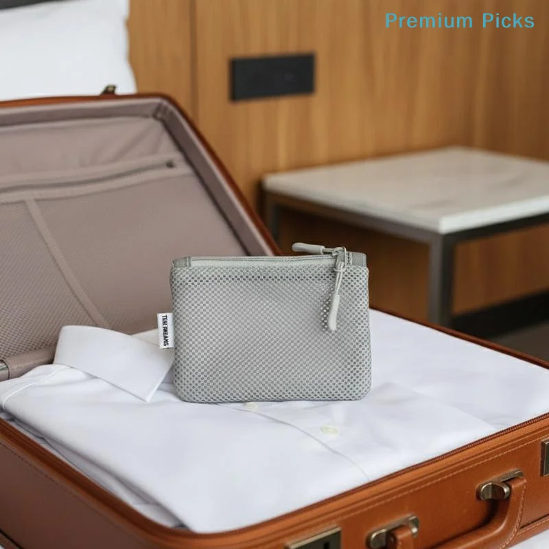 New Travel Makeup Storage Bags Mesh Coin Purse Simple Portable Mini Bag Multi-purpose Square Bag Double-layer Zipper Card Holder
