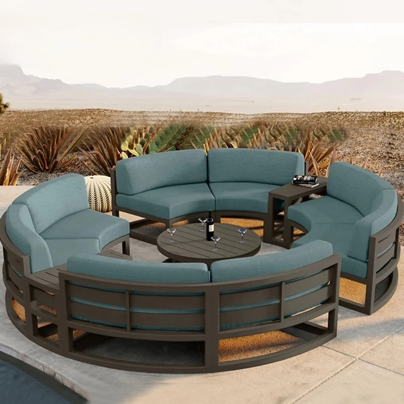 Outdoor villa curved sofa cover leisure rain and sun protection garden courtyard rattan sofa furniture hotel homestay sofa