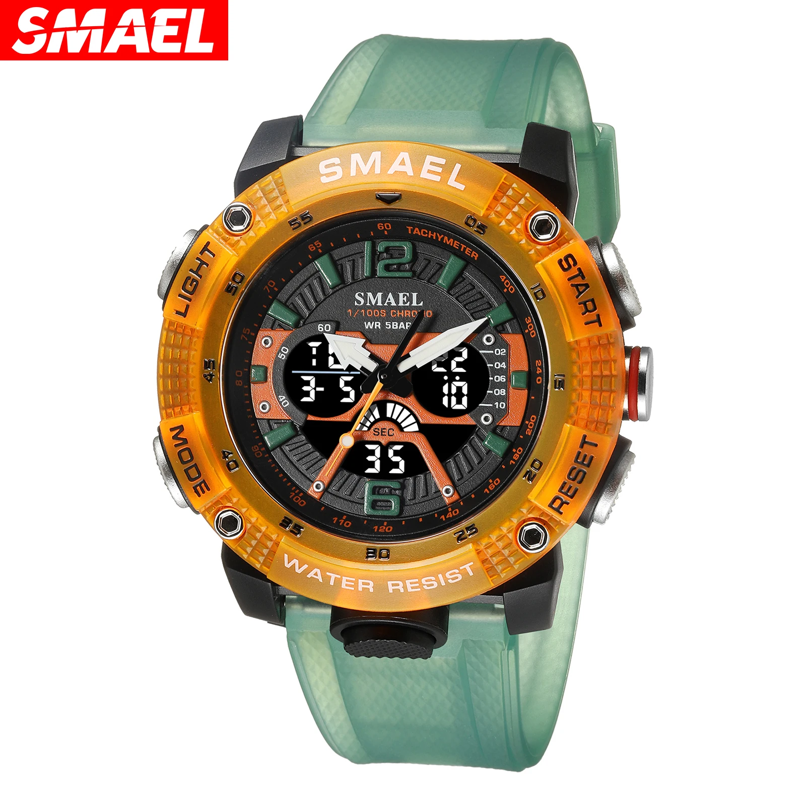 SMAEL 8058 Casual Waterproof Watch Digital Dual Display Outdoor Sports Multi-Function Luminous