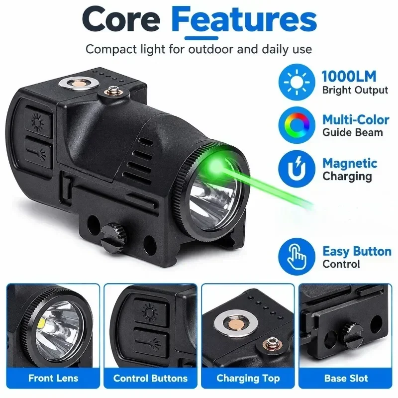 Magnetic Charging Hanging LED Flashlight 20mm Slot Outdoor Portable Bright Illumination Lamp