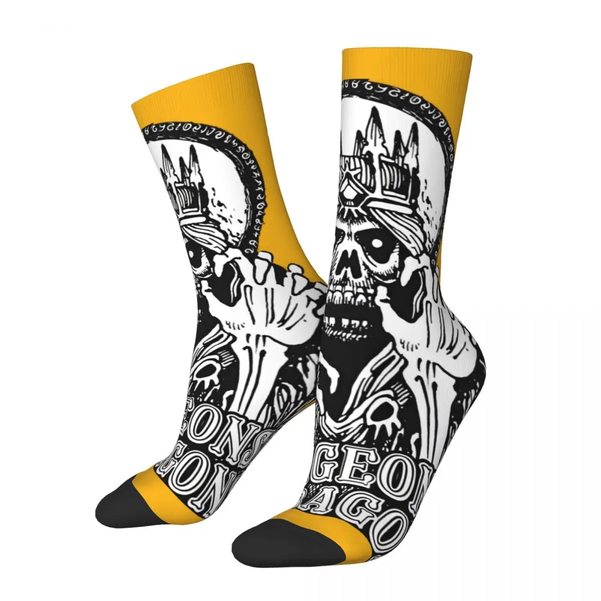 Funny Crazy compression Old School Lich (For Black Shirts) Sock for Men 100 days of school Seamless Printed Boys Crew Sock Gif