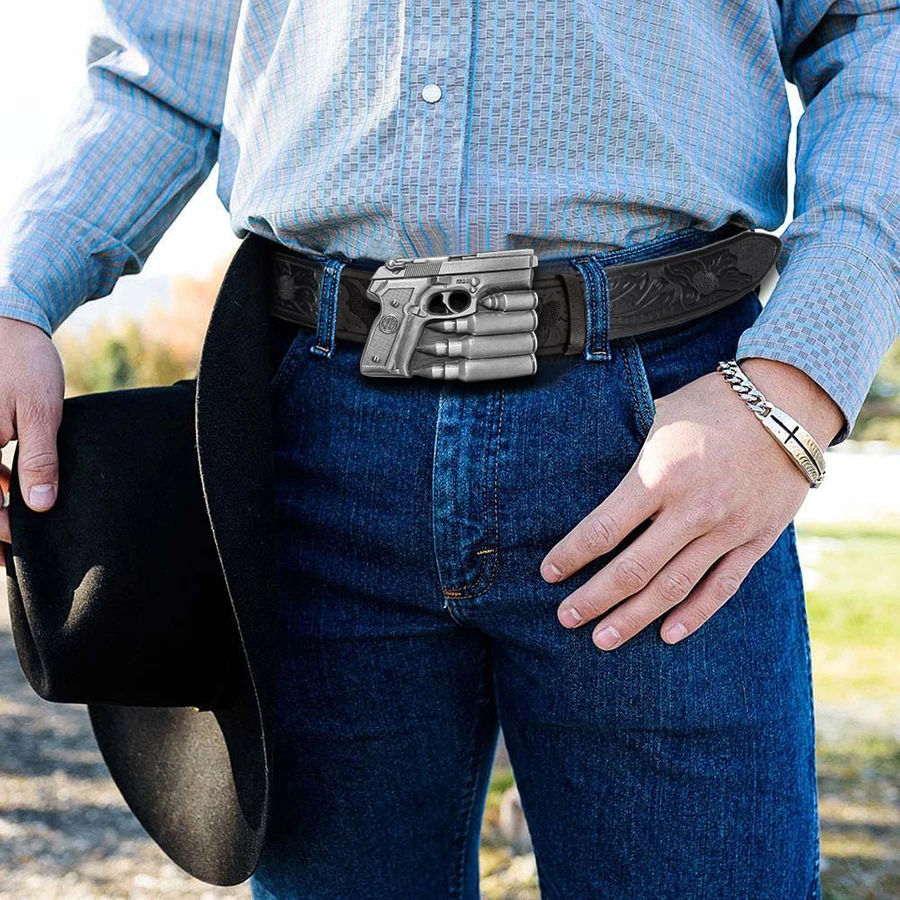 Hochwertiger Retro-Gürtel im Pistolen-Bullet-Stil im westlichen Stil – Unisex-Gürtel mit unregelmäßigem Muster, geschnitzt, floraler, langer, gehörnter Kuhkopf, glatt, b – Detail 8