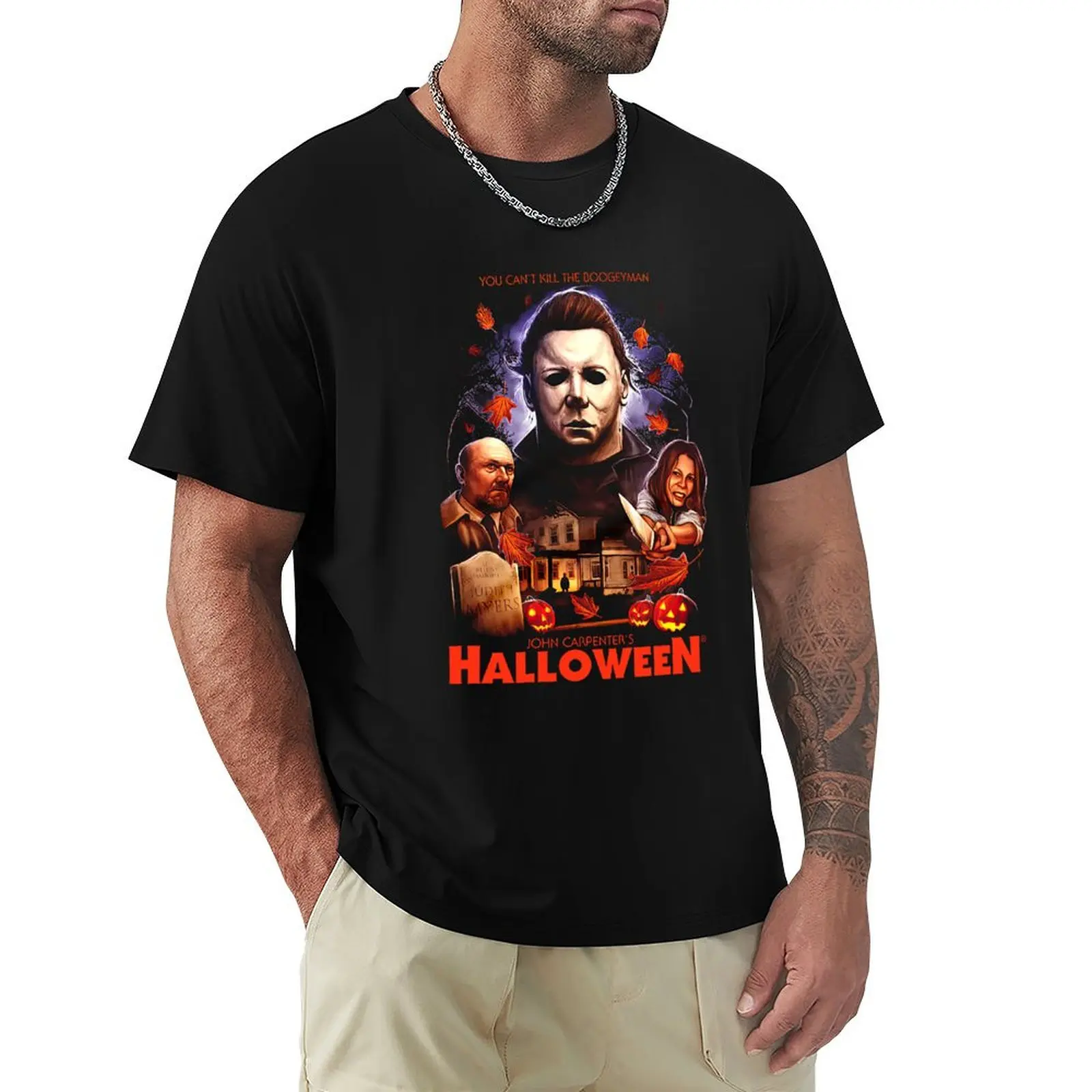 Halloween He is Gonna Get You T-Shirt Basic Solid Color Short Sleeve T-Shirt