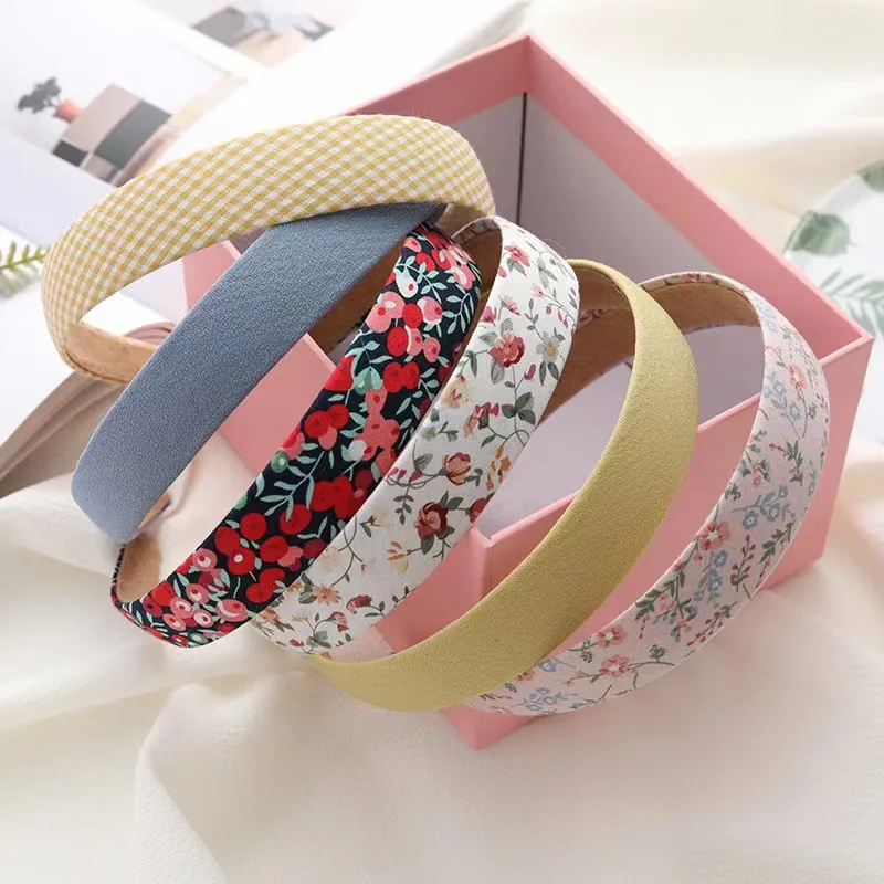 French Retro Girl Headband Fashion Cute Plaid Headband Floral Headband Female Hair Accessories