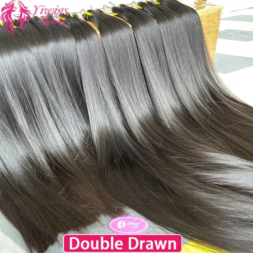 Extensiones de cabello humano 100% liso con hueso súper doble dibujado, extensiones de cabello virgen sin procesar, Tissage para mujeres