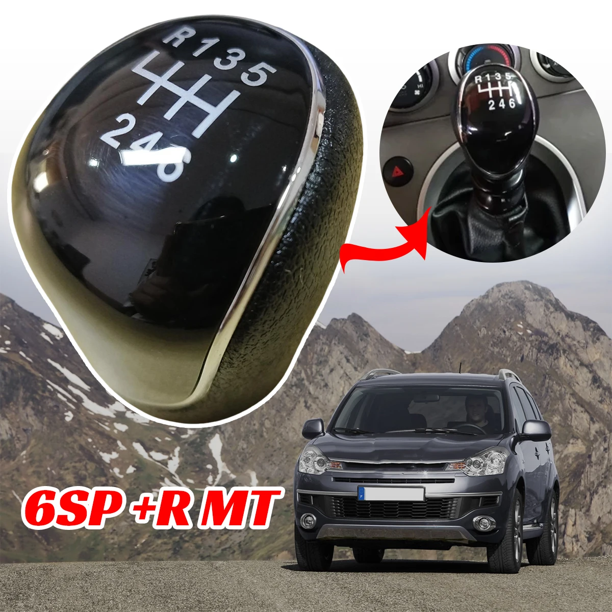 For Citroen C-Crosser 2009 Peugeot 4007 6SP +R MT Gear Shift Knob GearStick Lever Pen Shifter Handball Chrome M10 Perforate