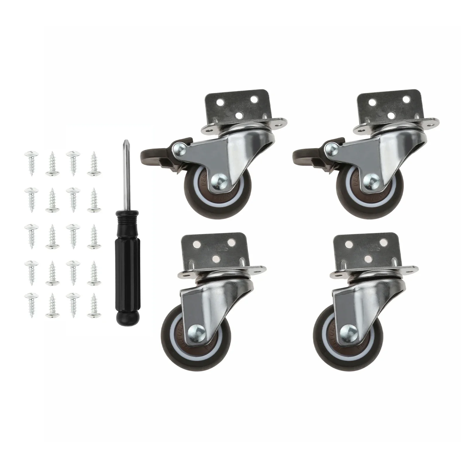 

4pcs 1.5"/1.25"/2" L-Shaped Swivel Casters with/without Brake Sliding Wheel Rotate 360 Degree Plate Mute Wheel Screw Screwdriver