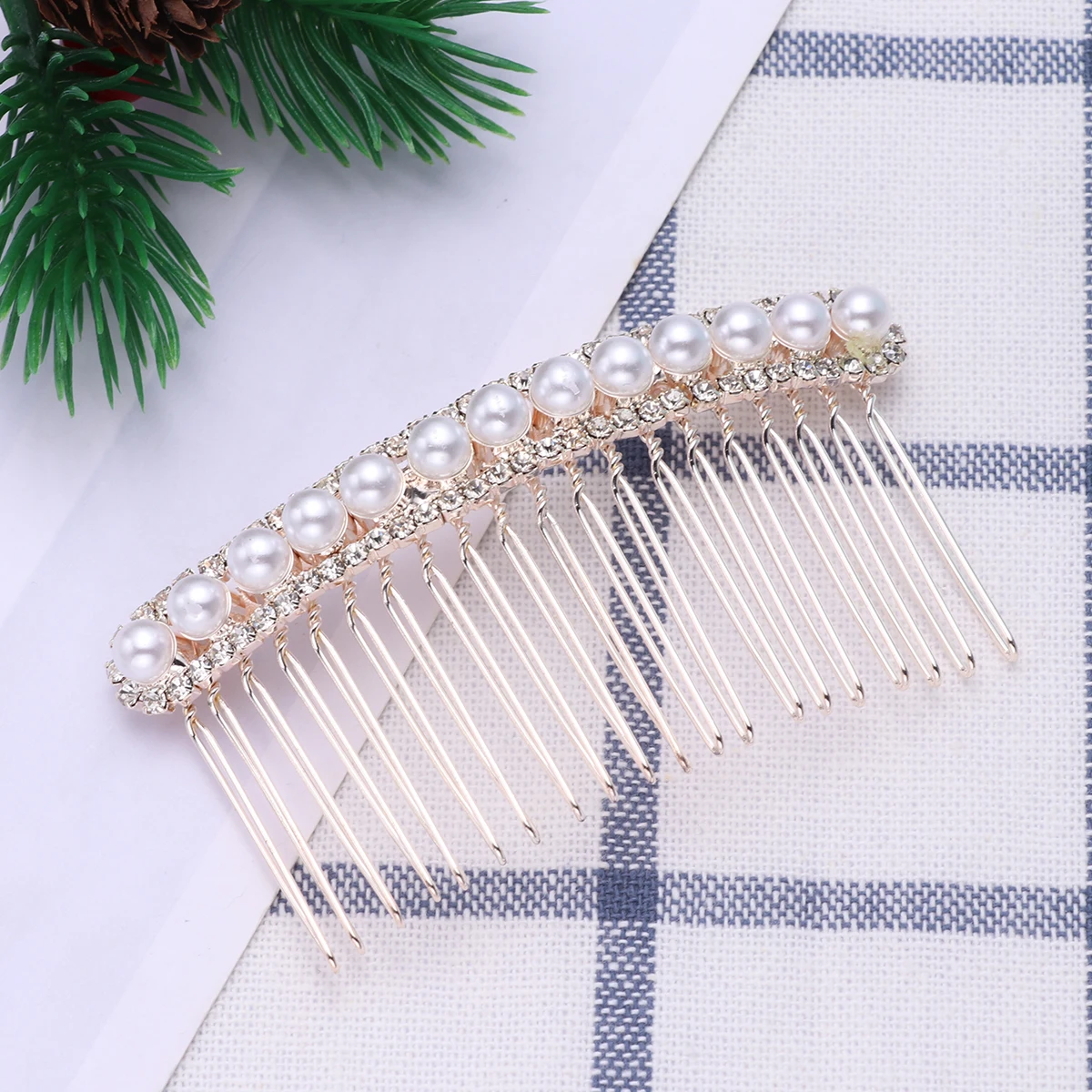 

1pc Pearl Hair Comb Bridal Wedding Party Prom Alloy Rhinestone Headdress Bride Accessories Decoration Bridesmaid Anniversary