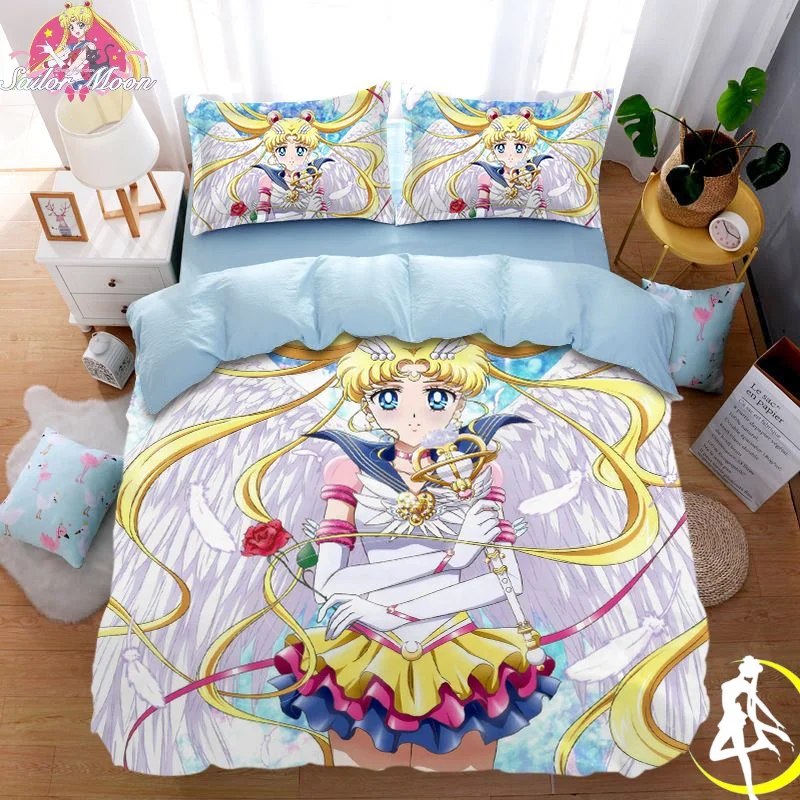 

New Cute Cartoon Sailor Moon Girl Home New Bedroom Fashion, Soft and Skin-friendly Student Dormitory Cotton Four Piece Gifts