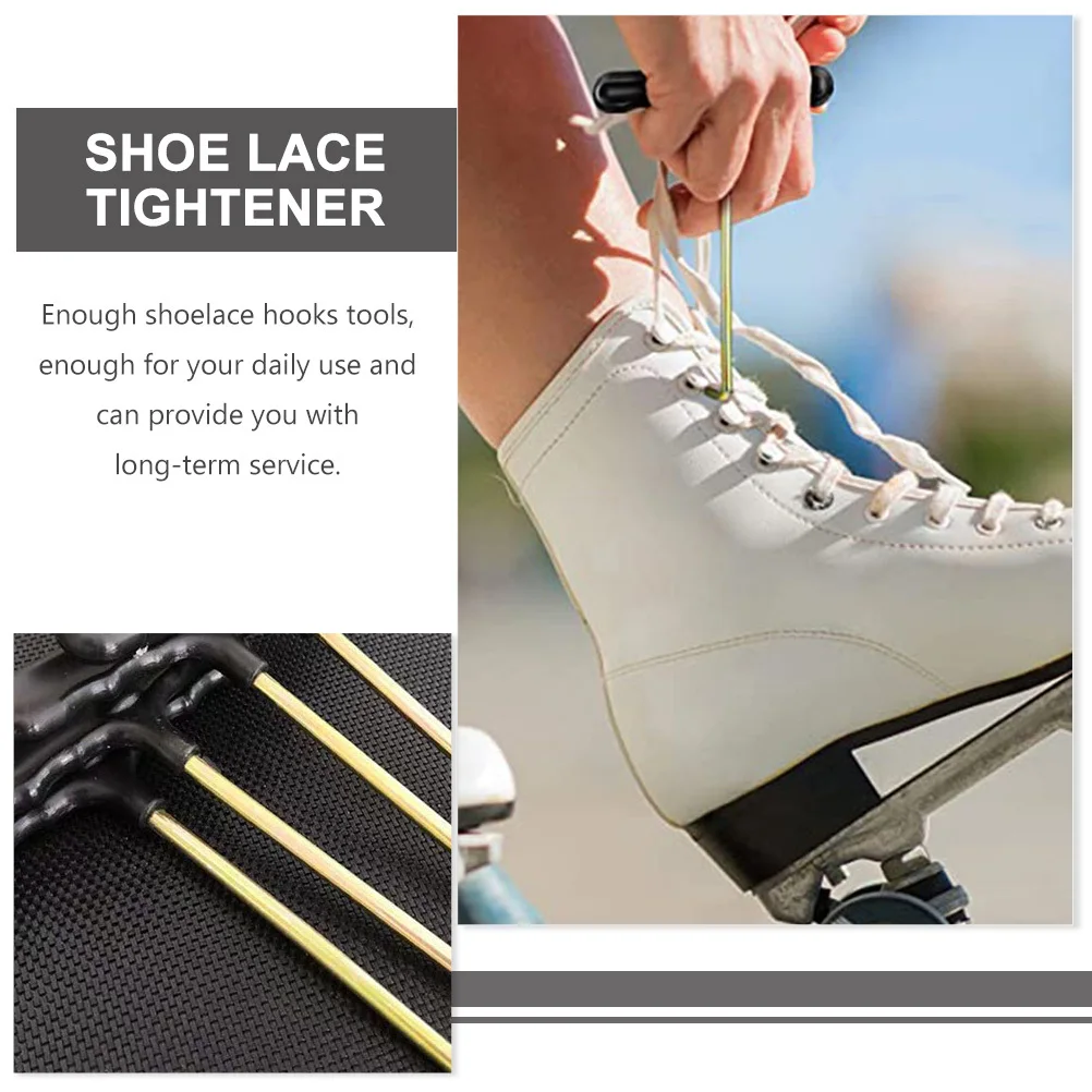

12Pcs Professional Shoelace Tighteners Portable Shoe Lace Pulling Tools Wear-Resistant T-Shaped Hook for Hockey Roller Skate