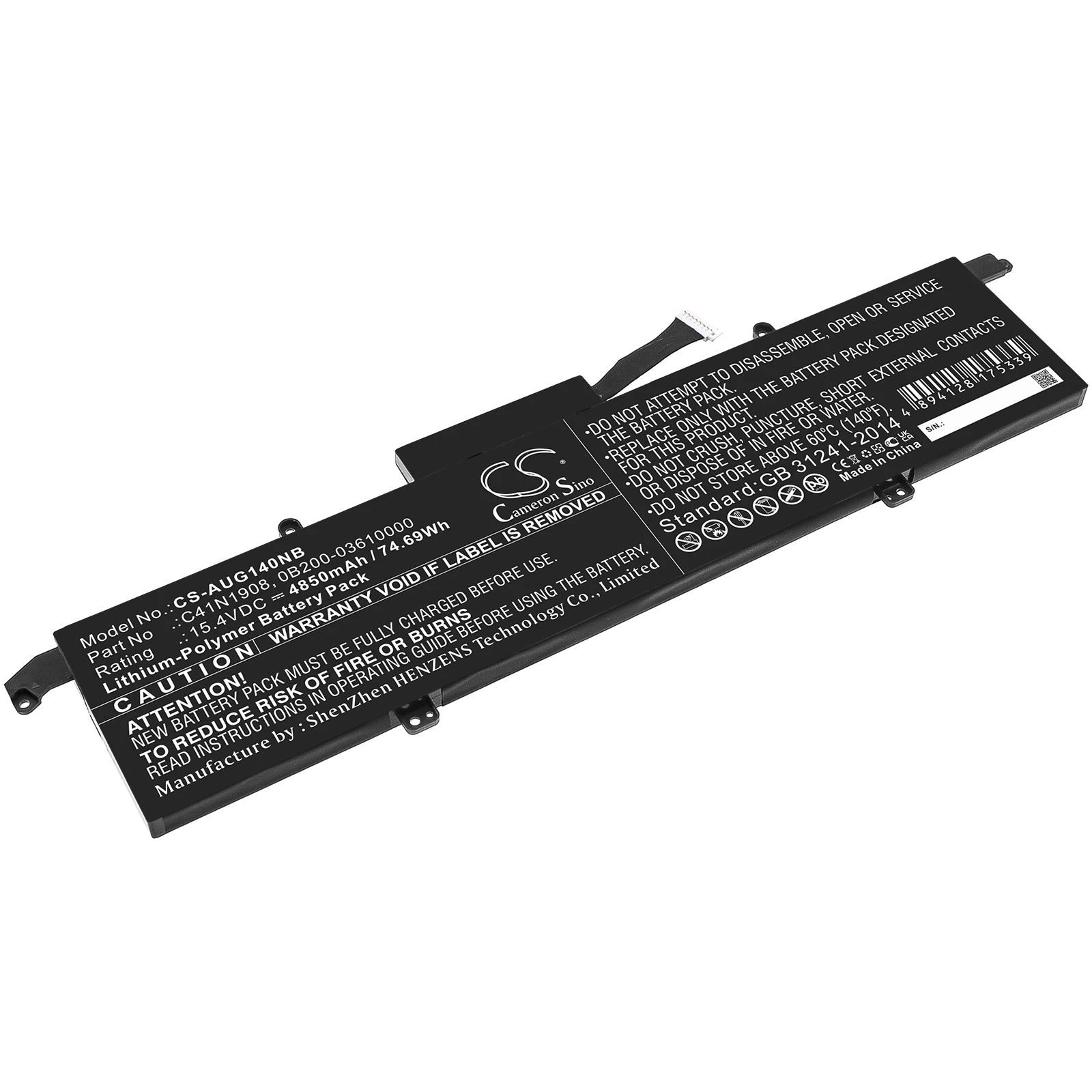 CS Notebook Laptop Battery for Asus ROG Zephyrus G14 GA401IV-HE135T 247T 152T 162T Fits HZ258TROG 0B200-03610000 10100 C41N1908