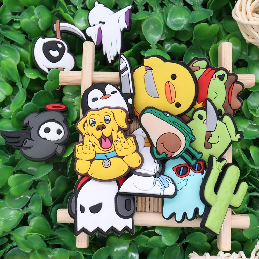 New Arrival 1-13Pcs PVC Penguin Dog Ghost Sandals Charms Accessories Clogs Kids Garden Shoe Buckle Fit Holiday Gift