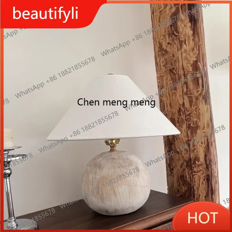 

D80 American simple wabi wind solid wood desk lamp retro homestay bedroom bedside lamp study decorative lamp