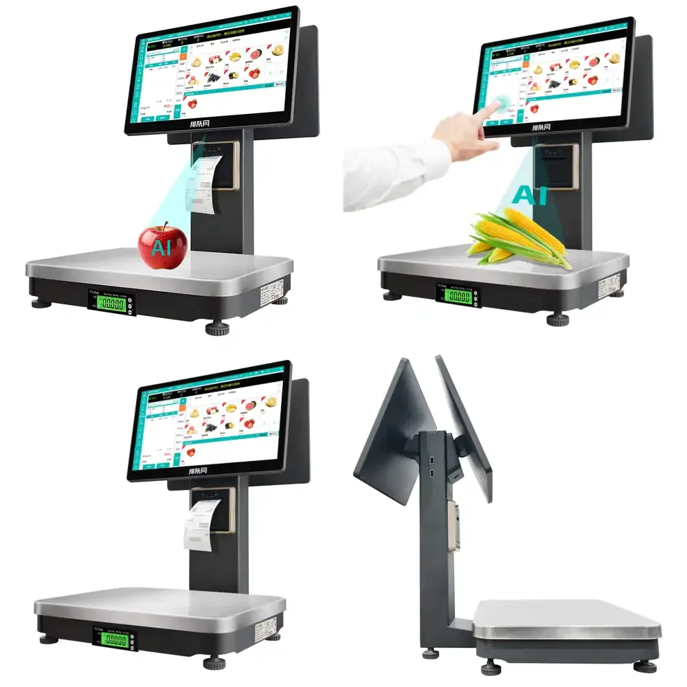 Smart Label Printing POS AI Weight Scale with Dual Screens and Built-in Printer for Windows-Based POS Systems