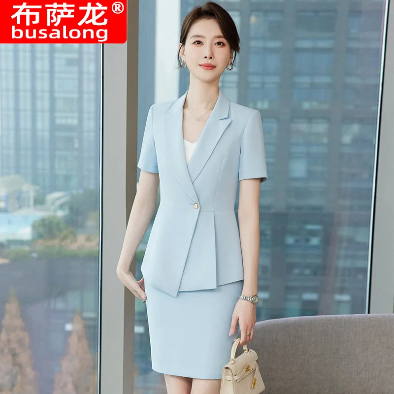 

Профессиональный костюм, летний пиджак для женщин, модная элегантная спецодежда, деловой костюм, стойка регистрации, салон красоты, ювелирный магазин, работа Un