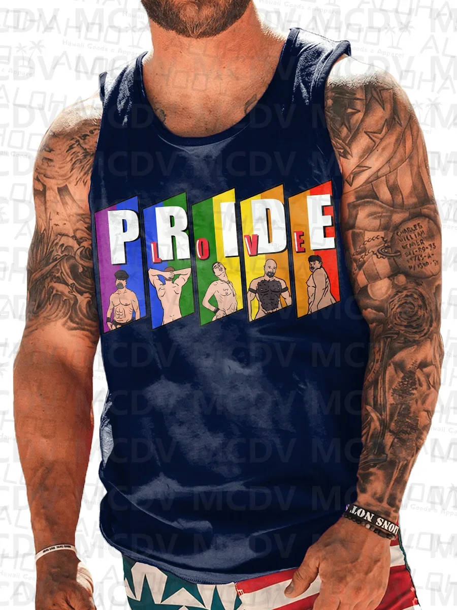 Men's Tank Top Happy Pride Day Print Crew Neck Tank T-Shirt Muscle Tee 3D Printed Tank Tops Men Summer Tops