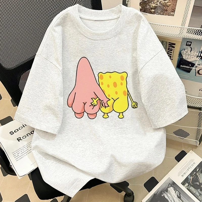 

Trend SpongeBob SquarePants Patrick Star Cotton Short Sleeve T-Shirt Summer Loose Half Sleeve Top Casual Fashion Unisex Sleep
