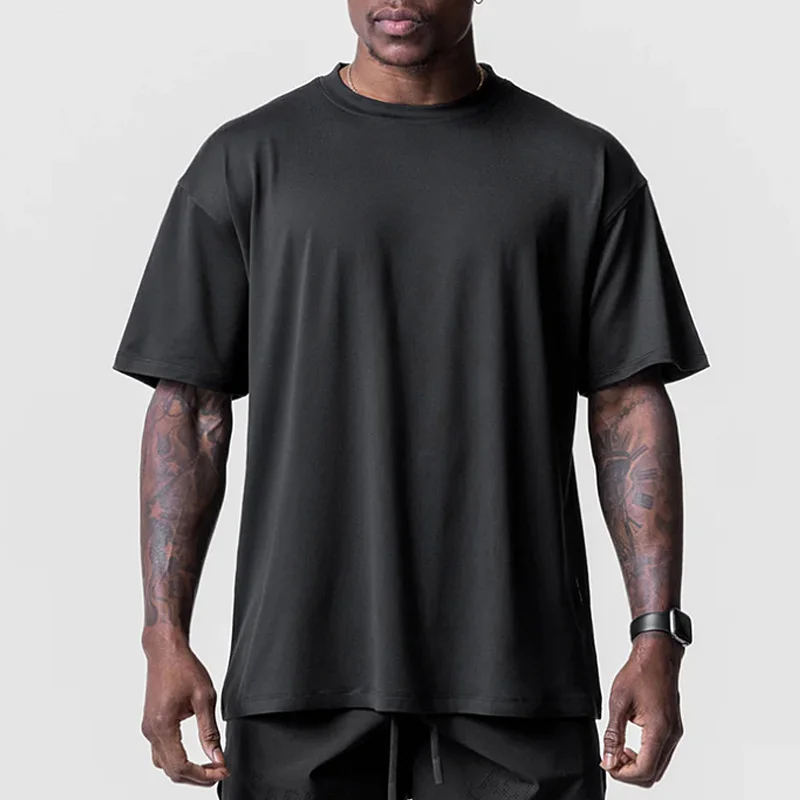 Men's Summer Gym T-shirt Loose Oversized O-Neck Short Sleeve Shirt Man Quick Dry Breathable Casual Tee Clothing Fitness Tops