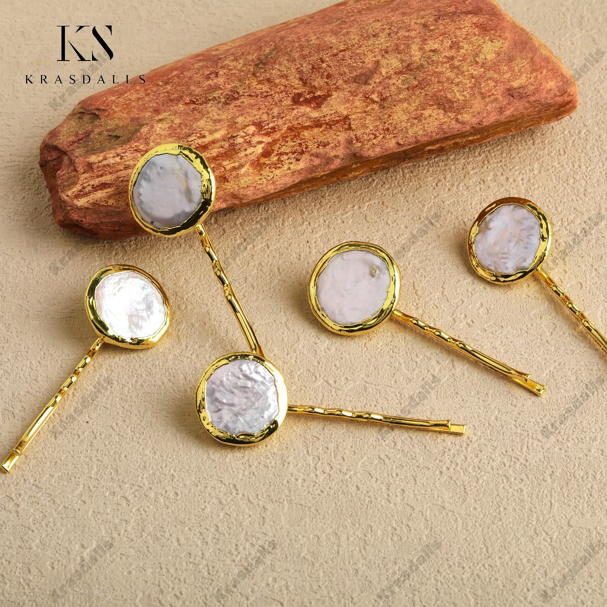 Women's Girls' Natural Pearl Hair Clips 18K Gold Plate Brass Metal Hair Styling Accessories