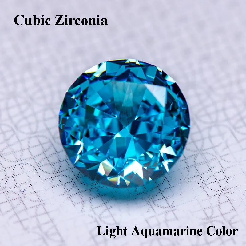 Cubic Zirconia Crushed Ice Cut Light Aquamarine Color Round Shape Charms for Jewelry Making Pendant Materials No Certificate