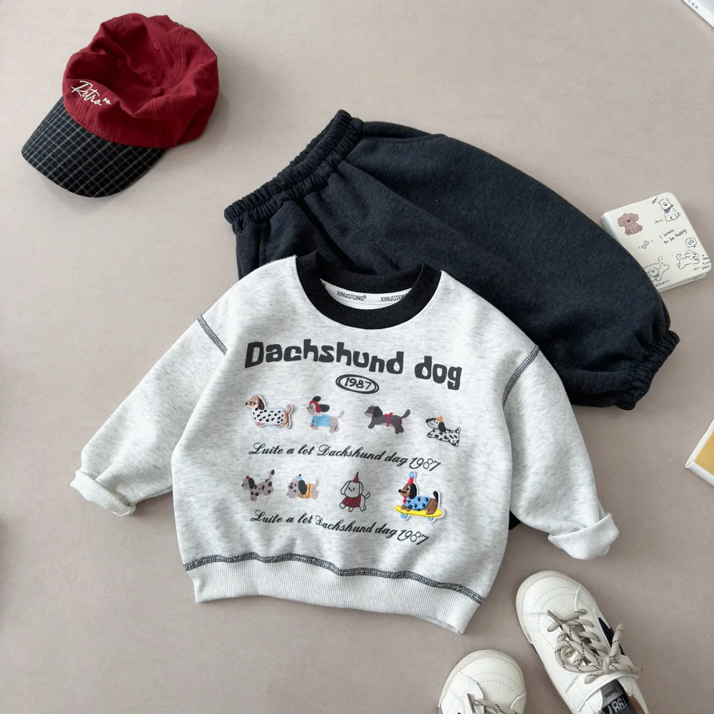 2026 Herbst Kinderbekleidungssets Baby Jungen Mädchen Cartoon Welpen-Print Rundhals-Sweatshirt+Hose 2-teilige Kinder-Freizeitanzüge – Detail 10