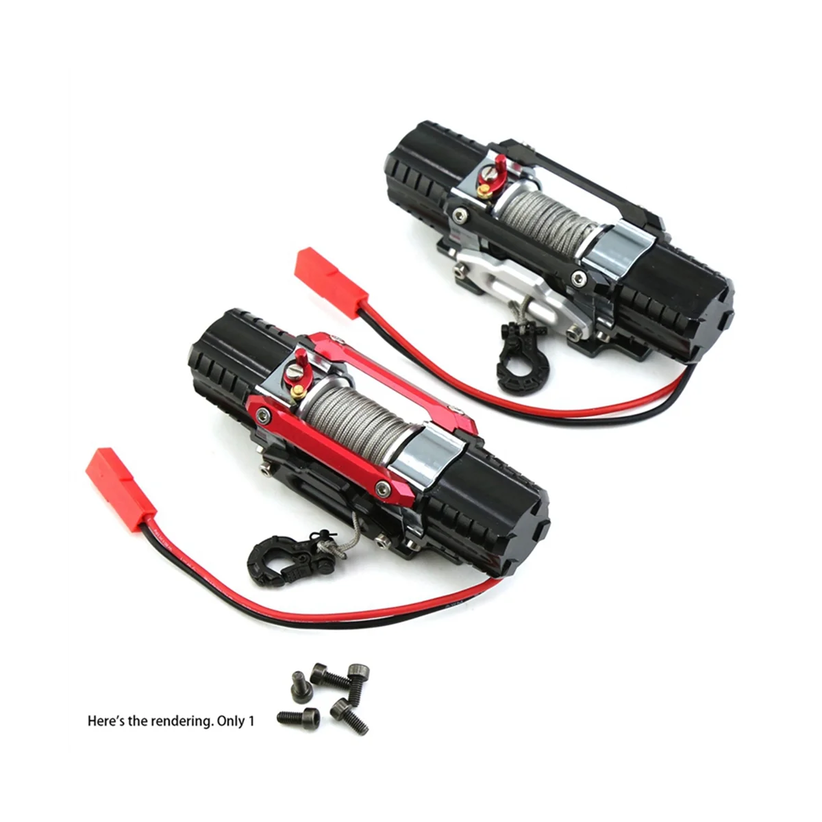 Dual Motor Metal Simulated Winch for 1/8 1/10 RC Crawler Car Axial SCX10 TRAXXAS TRX4 RC4WD D90 KM2 Upgrade Parts,Red