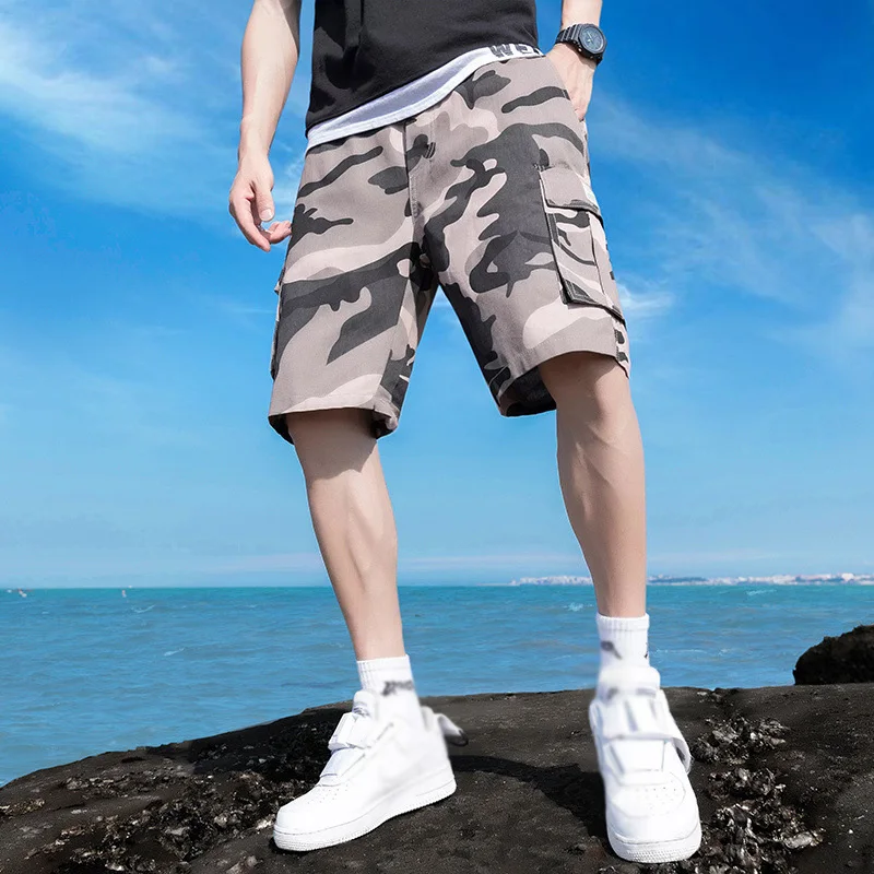 Men\'s Short Pants Casual Loose Cargo Shorts Male Summer Camouflage Baggy Elastic Wais Short Big Size M-7XL Tactical Shorts