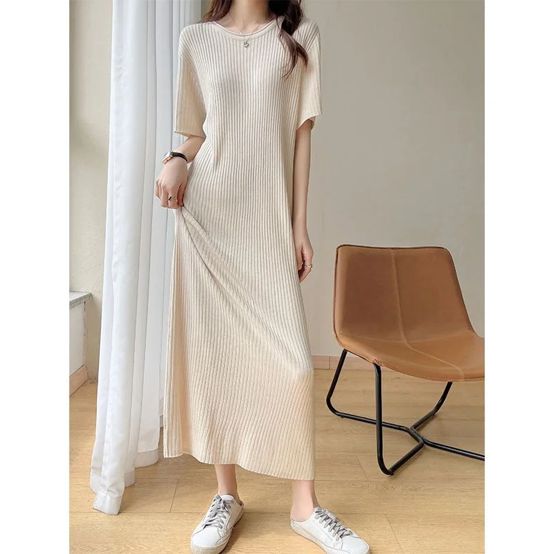 

Женская свободная футболка Dr Ice Silk размера плюс 300, прямая полосатая футболка для похудения, внутренняя одежда, летняя одежда до колена