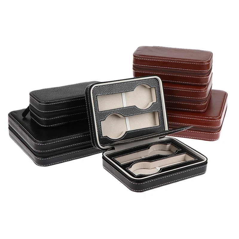 2/4 // 8 فتحات بولي Leather الجلود ساعة حقيبة التخزين خمر بسيط خمر ساعة عرض صندوق الغبار جزءا لا يتجزأ من ساعة المنظم