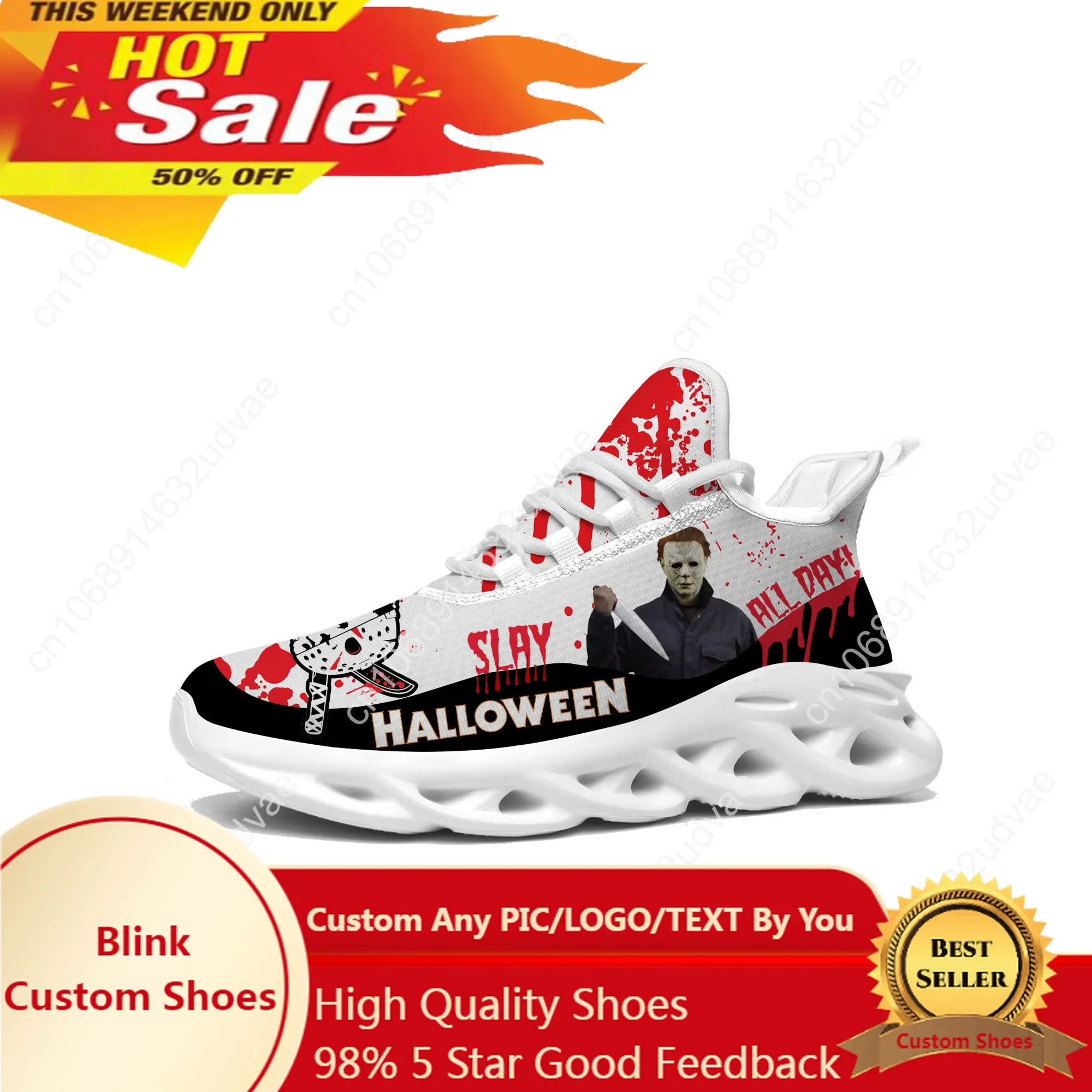 Horror Halloween Flats Sneakers Michael Myers Heren Dames Sport Hardloopschoenen Hoge Kwaliteit Sneaker Op Maat Gemaakte Schoen