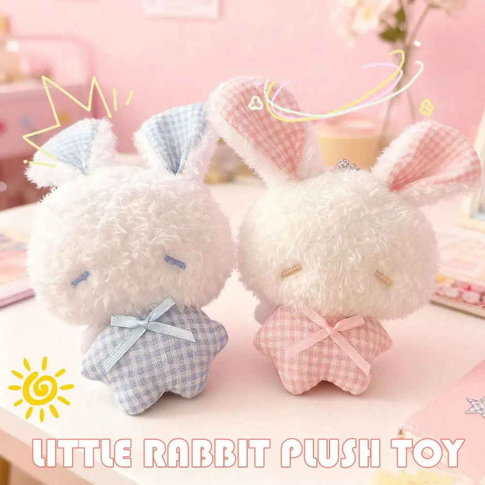 1/2Pcs Mini Angel Bunny Plush Keychain Cute Soft Rabbit Stuffed Toy Hanging Pendant Kawaii Gift for Girls