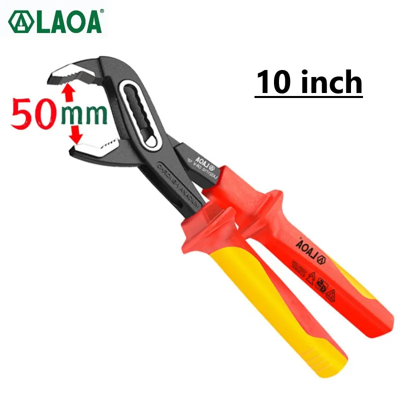 Laoa Vde Chave da Bomba de Água 10 Polegada Isolado Chave de Tubulação Alicate Bomba de Água Cr-v Ferramenta Eletricista