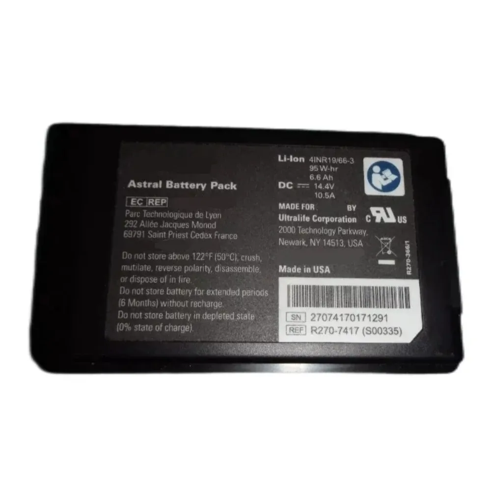 New 6600mAh 14.4V Rechargeable Battery For ResMed Astral 150 Ventilator Ultralife R270-366/1 R270-7417 Replacement Battery