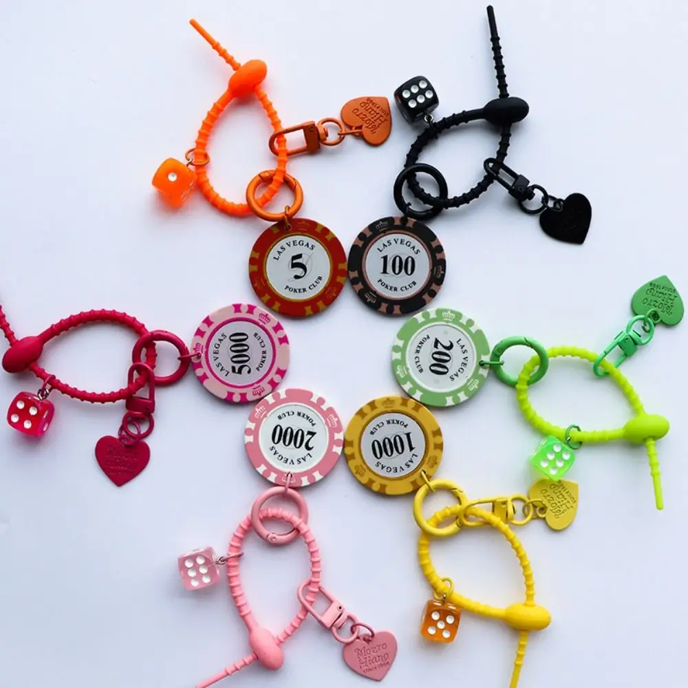 Silicone Lucky Chip Keychain Number Block Multi Functional Las Vegas Series Chip Pendant Creative Ins Round Chip Key Holder