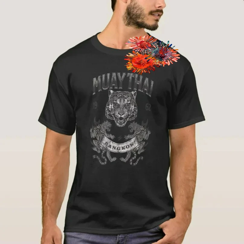 Retro Vintage Tiger Muay Thai Bangkok Gym Training T-Shirt 100% Cotton O-Neck Summer Short Sleeve Casual Mens T-shirt Size S-3XL