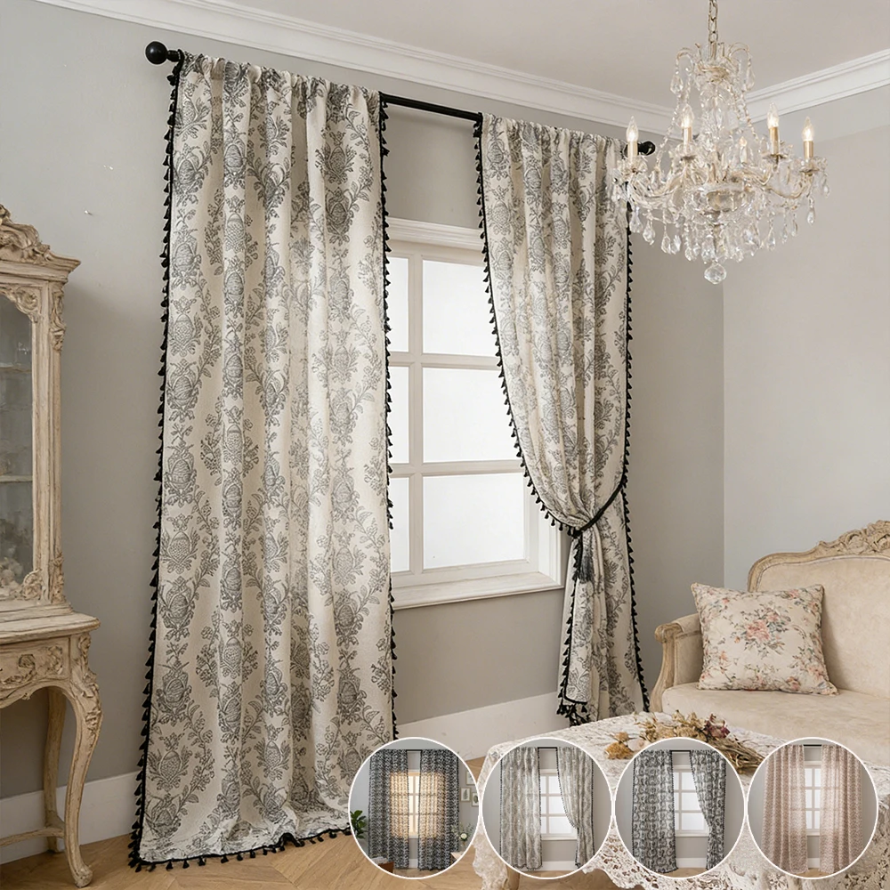 

Black Lace Round Mirror Rod Pocket Curtains, Living Room Bedroom Balcony Home Curtains Decoration Party Holiday Curtain 반차광 커튼
