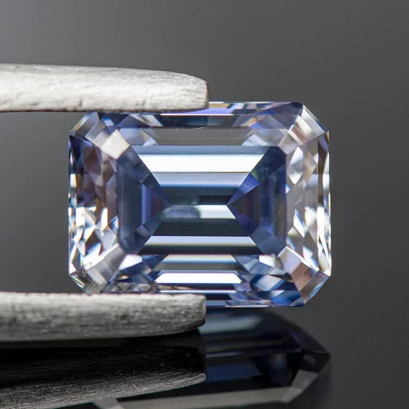 Moissanite Stone Emerald Cut Lavender Color VVS1 with GRA Certificate for Gemstone Charms Advanced Jewelry Making Materials