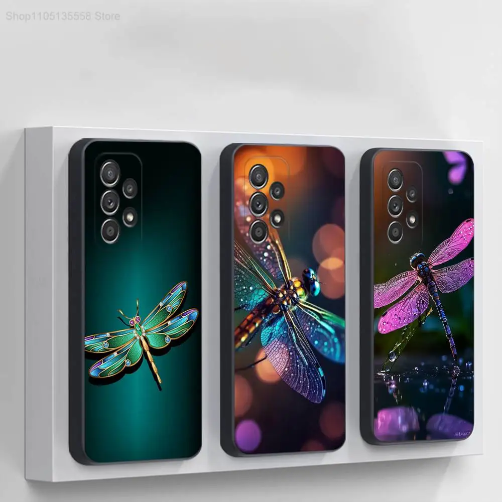 

Animal Dragonfly Phone Case For Samsung S 25,24,23,22,30,21,10,9,Ultra,Plus,Lite,FE,4,5G Black Soft Case