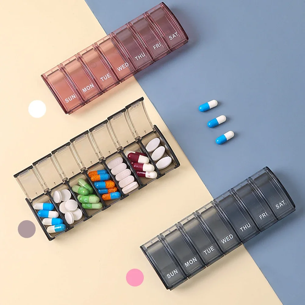 1PCS Pill Organizer-Pill Boxes for Travel, 7 Day with Braille Pill case Vitamins Fish Oil Supplements, Organizer Dispenser