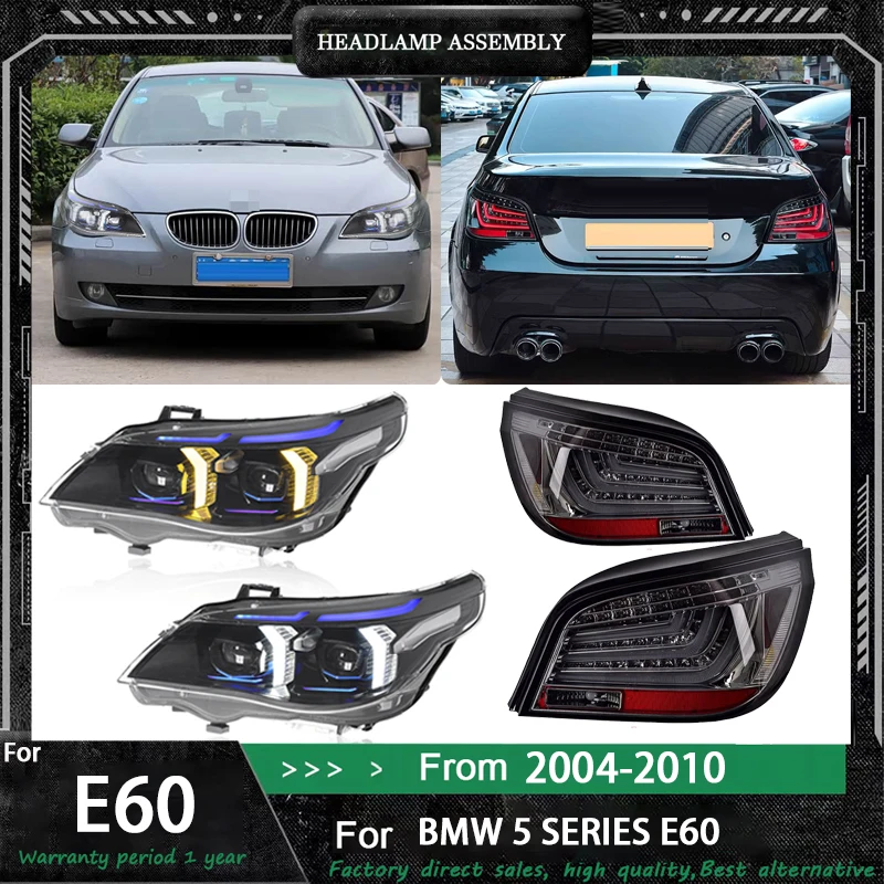 Car Headlight + Taillights For BMW 5 Series E60 520i M5 LED Headlamps 2003-2010 Snake Eyes Car Accessories Daytime Running Lamp