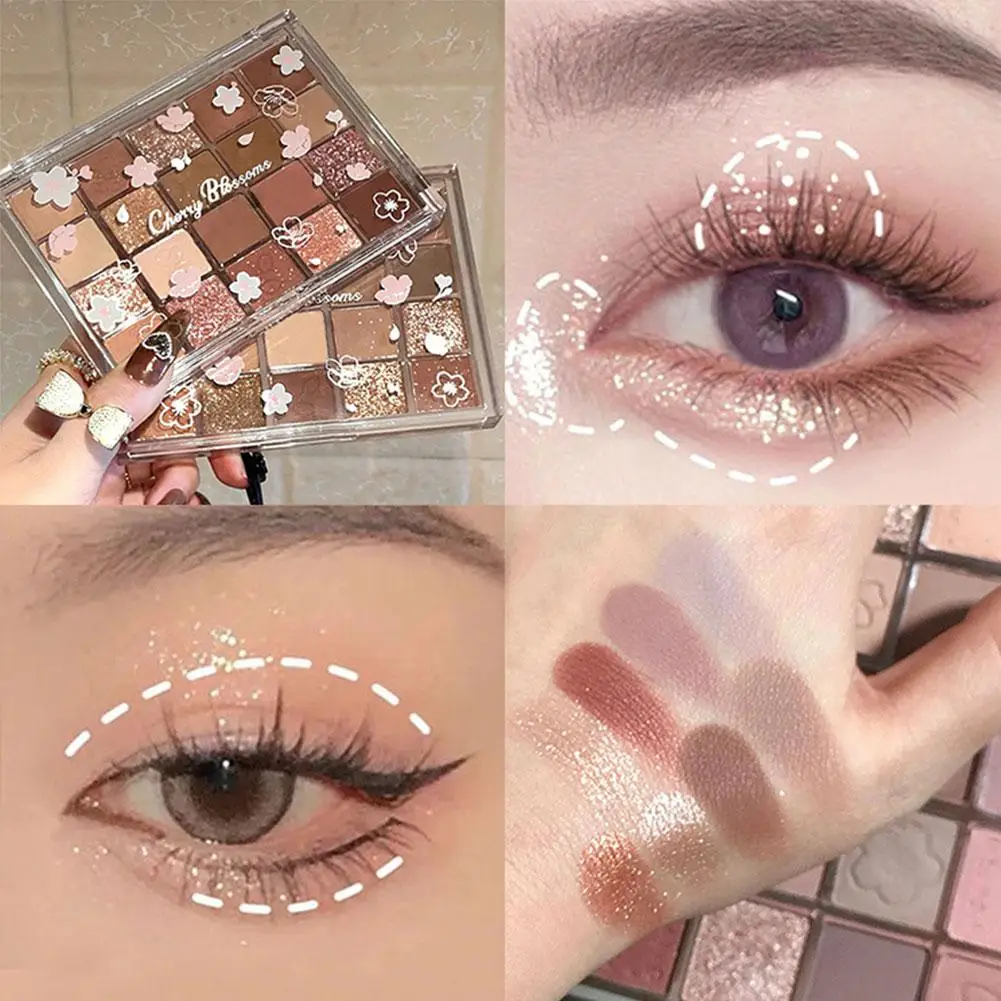 Palette de fards à barrage 20 couleurs, paillettes nacrées, pigments d'ombre à paillettes roses 256, maquillage marron brillant, ombre pour les yeux durable N2p8