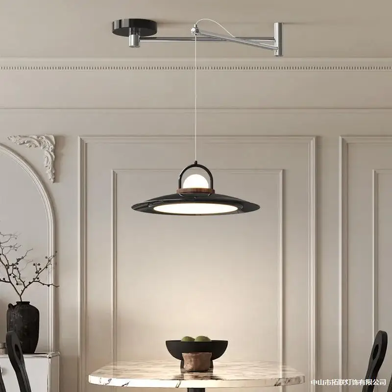 Cream medieval restaurant chandelier retro bedroom study dining light movable rocker arm flying saucer bar light fixture