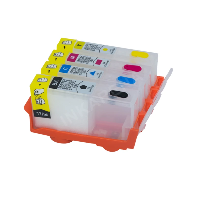 INKARENA 4×100ml Dye Ink + 364XL Refillable Ink Cartridges For HP C5390 C5393 C5388 C5370 C5373 D5468 D5463 D5460 D7560 Printers